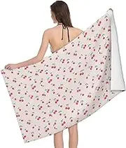 JBYJBX Lovely Sweet Red Cherry Print Beach Towel Quick Dry Sandproof Microfiber Beach Bath Towel for Travel Pool Camping