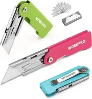 WORKPRO 3-Pack Folding Utility Multicolor-liner Lock (10 Extra Sk5 Blades)