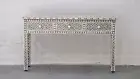 Bone Inlay 3 Drawer Console Table – Handmade Grey Wallpaper Pattern Hallway