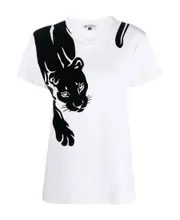 animal-print cotton T-shirt 44 White