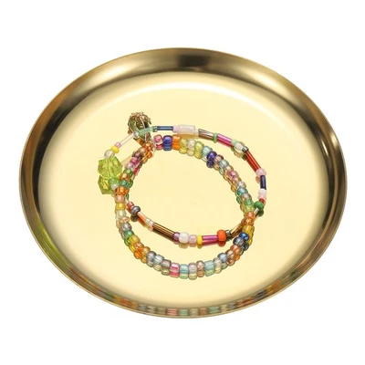 1 Pack Gold Round Serving Trays, 4.92"Jewelry Tray for Bathroom Candle