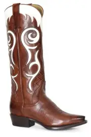Women's Stetson Mavis Leather Boots Snip Toe Handcrafted Brown