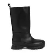 [Stella Mccartney] Stella Mccartney-Black Alter-Leather Trace Tubo Boots-Donna 37 IT