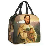 a2009 Jesus Saint Keanu Reeves And Baby Insulated Lunch Tote Bag PortableBento Box School sz518