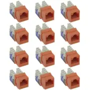 12Pcs Cat6 RJ45 Network LAN Ethernet Keystone Jack 110 Punch Down Snap-In Orange
