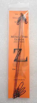 (10-Pack) MUSKY / PIKE SOLID WIRE LEADERS (CRANE SWIVEL) SELECT LEADER SIZE