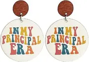 [COLORFUL BLING] Colorful Sunflower Wooden Drop Earrings for Teachers, Students,Principals, Educators, Librarians Cute Geometric Round Leopard Printed Read Book Stud Earrings Graduation Back to School Jewelry