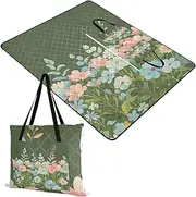 Yoogain Camping Blanket Sandproof Lawn Sand Resistant Beach Blanket for Kids Summer Gift Blue Pink Flowers in Summer 60x80in
