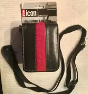 icon genuine leather camera case TRCS130L-Red/black fits most digital Cameras