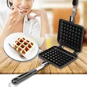 Nonstick Waffle Baking Pan Square Waffle Maker Pan Aluminum Alloy Waffle Pot with Double Handles for Belgian Waffle Sandwich Toaster
