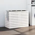 Laundry Basket White Solid Pine 88.5x44x66 cm Storage Practical Design 2320