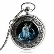 Mens Vintage Mechanical Pocket Watch Chain Dragon Case Fob Watch Chain Gifts
