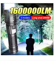 1600000 LM Super Bright Flashlight USB Rechargeable LED Long Range Tactical Torc