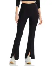 NWT Aqua Athletic High Rise Split Hem Bootcut Leggings Black Track Pant $78 Sz S