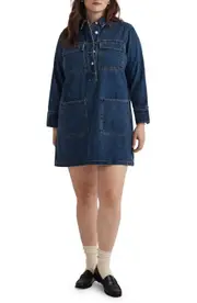 Madewell Denim Popover Mini Shirtdress in Sennett Wash at Nordstrom, Size 2X