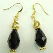 Black Briolette Crystal Earrings Color Crosses Boho Chic Handmade