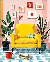 TAOPAOLAB Bright Corner Paint by Numbers Kit for Adults – DIY Yellow Armchair with Wall Art Painting on Canvas 16x20In, Acrylic Paint Set, Suitable for Beginners, Art for Home Decoration or Gifts