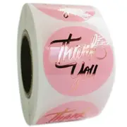 1.5 inch Rose Gold Thank You Sticker Labels Pink Waterproof Stickers rolls Seal Label for Scrapbook Business Stationery Sticker