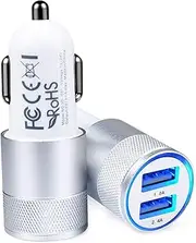 Car Charger, AILKIN 3.4a Portable Dual Port USB Cargador Carro Fit Lighter Spot Socket Adapter for iPhone 16 15 14 13 12 11 Pro Max X XR XS Plus, iPad, Tablet, Samsung Galaxy S25 S24 S23 S22 Note 20