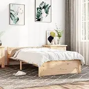 Bed Frame, Bed Base Bedstead Bedroom Platform Furniture Bed Frame Solid Wood 92x187 cm Single Bed Size