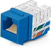 Everest Media Solutions 90° Angled CAT6A Keystone Jack in Blue - Slim Profile RJ45 Ethernet Connector - Compatible with 90° Angled Speed Termination Tool - easyJACK (B094WB91H3) - 20-Pack
