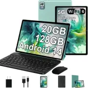 2024 Newest Android 14 Tablet with Keyboard 20GB+128GB+1TB Expand, 10.1 Green