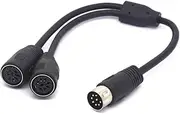 PIIHUSW MIDI Splitter 8 Pin DIN Y Adapter Cable 1 Male to 2 Female Din Plug Large Size (25cm)