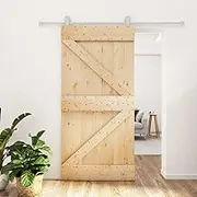 Sliding Door with Hardware Set 100x210 cm Solid Wood Pine Interior Door Kit