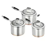 Scanpan Sleek Modern Coppernox Saucepan Cast Stainless Steel Handle Set of 3