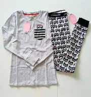 PETER ALEXANDER Women's Grey Long Sleeve PJs Pyjamas Leggings Set BNWT Racoon XS