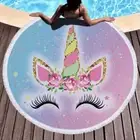 Sharp Steps Round Beach Pool Towel Fringe 150cm Throw Yoga Picnic Blanket Mat