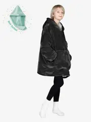 Kids Black Wearable Blanket Hoodie Stylish Winter Essential