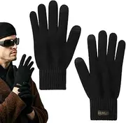 Mens Wool Gloves | Touch Screen Winter Gloves Women | Knitted Cold Weather Gloves Double-Layer, for Running, Hiking, Driving, and Cold Weather Pochy