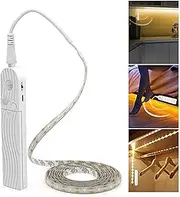 LED Under Cabinet Lighting Motion Sensor, CFGROW 3.28Ft Four Modes Bed Stairs Wardrobe Lamp Tape, Waterproof 5V USB LED Closet Night Strip Light (Warm White, 2Pack, 1M/3.28FT)