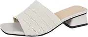 [Generic] Womens Short Boots Slippers Middle Heel Slippers Knitted Outer Wear One Word Open Toe Holiday for Women Christmas