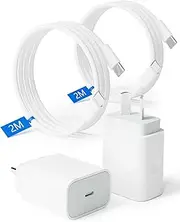 iPhone 16 15 Charger Fast Charging, 20W iPad Charger 2Pack USB C Fast Wall Charger with 2m Type C to C Cable for iPhone 16/16 Plus/16 Pro/16 Pro Max/15/15 Pro/15 Pro Max, iPad Pro/Mini/Air/AirPods