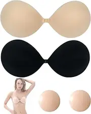 [MUMULIDA] Strapless Bras for Women Push Up Reusable Adhesive Bra Backless Stick on Bras with Nipple Cover