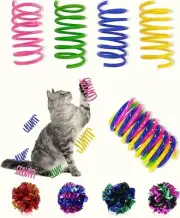 Cat Toys for Indoor Cats: Cat Spring Toy 12Pcs and Crinkle Balls 4Pcs