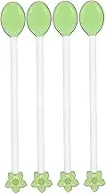 Zerodeko 4pcs Retro Glass Stirring Spoons Long Handle Teaspoons for Coffee Milk and Desserts and Multiuse Drink Stirrer for Parties and Tableware