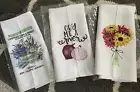Set of 3 Kitchen Tea Towels Retail for $13.99 ea Waffle Weave Machine Wash NEW