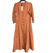 New Twinset Milano Abito Midi Poplin Button Front Detail Dress