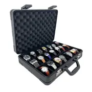 Aluminum Travel Black Case for 21 Watches Large 55mm with TSA Aproved Lock
