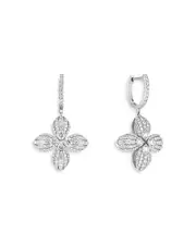 Roberto Coin 18K White Gold Love in Verona Diamond Flower Drop Earrings - Exclusive