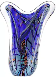 KARG GLASS Art Glass Dichroic Large Sculpture Multicolored Hand Blown Signed New