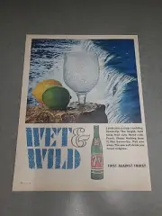 7up Soda Wet And Wild Vintage Print Ad 1966 10x13