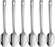 dongbo 13-Inch Serving Spoons Set of 6, Stainless Steel Long Handle Buffet Serving Spoons for Catering, Silver