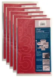 Chartpak 3-inch Red Stick-on Vinyl Numbers (01172), 5 PACKS