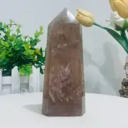 680g Natural Fluorite Crystal Obelisk Quartz Tower Healing Wand Point