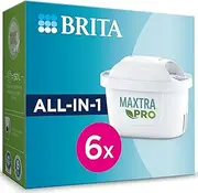 BRITA MAXTRA PRO All in One Water Filter Cartridge 6 Pack - Original BRITA Refill reducing impurities, Chlorine, PFAS, pesticides and limescale for tap Water with Better Taste
