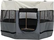 POPETPOP Wear Resistant Octagonal Pet Playpen for Pets Durable Indoor Outdoor Cat and Dog House Safe and Stable Design for Creative Play and Anxiety Relief and Grey
